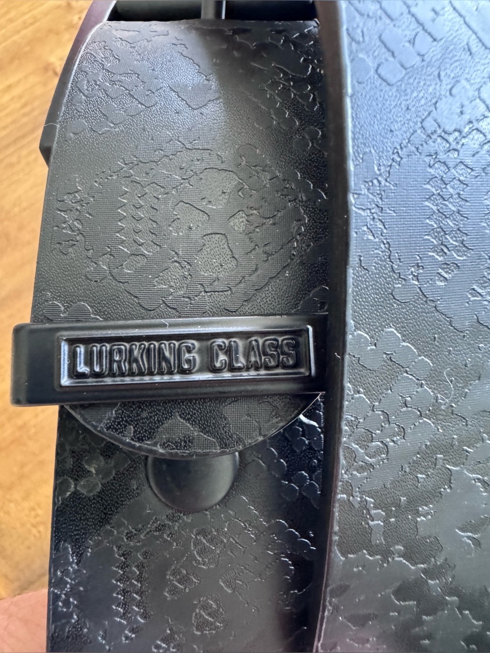 Lurking Class Black Skull Embossed Belt | Adjustable | Unisex - Picture 2 of 5